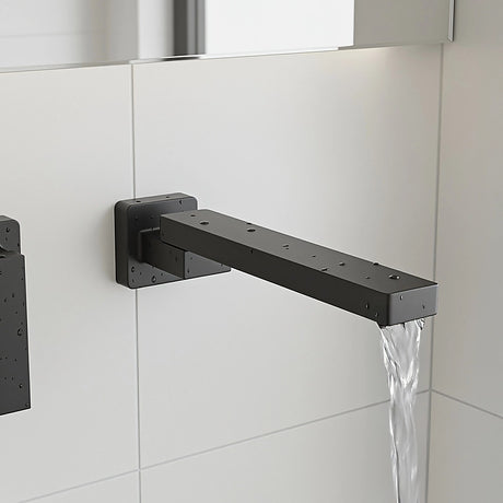 Matte black wall swivel bath spout, wall flange detail
