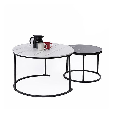 Randy Travis Round Marble Nesting Coffee Table Set of 2 — Allure Home Collections