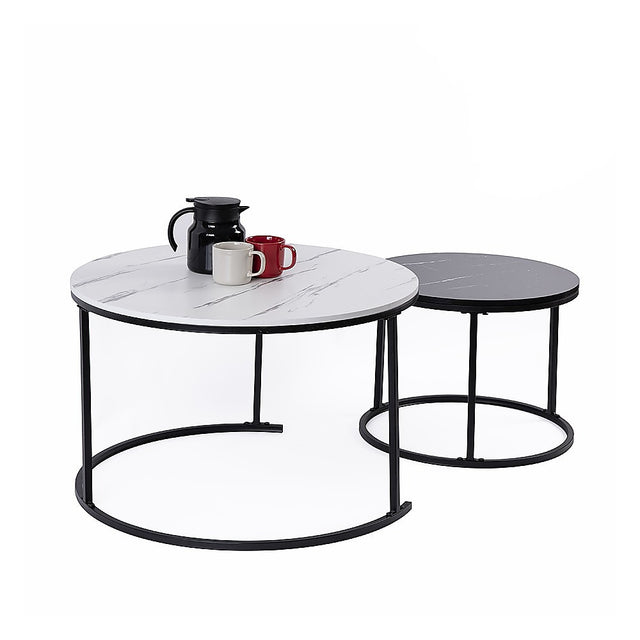 Randy Travis Round Marble Nesting Coffee Table Set of 2 — Allure Home Collections