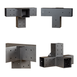 Underside view of the extended pergola roof frame and bracket connections