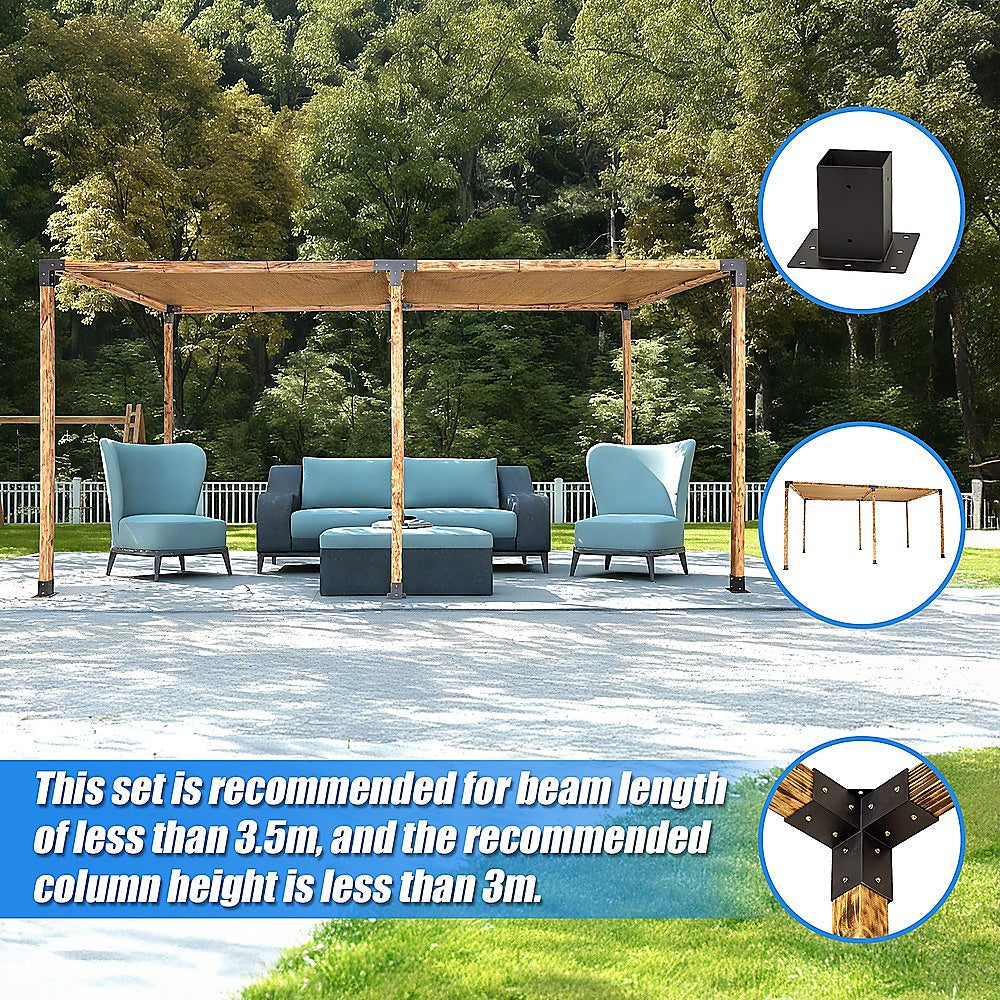 Step by step illustration of assembling the extended pergola frame