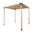 Timber pergola built with matte black steel brackets and a coffee sunshade screen