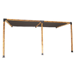 Wall mounted timber pergola built with matte black brackets and black screens
