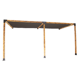 Wall mounted timber pergola built with matte black brackets and black screens
