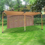 Two coffee sunshade screens of 3 x 3 m fitted over the pergola roof frame