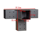 Underside view of the wall mounted pergola roof frame and bracket joints