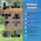 Step by step illustration of mounting the pergola brackets to a wall