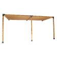 Wall mounted timber pergola built with black brackets and coffee sunshade screens