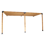 Wall mounted timber pergola built with black brackets and coffee sunshade screens