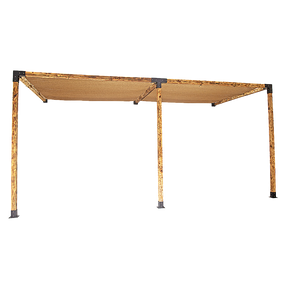 Wall mounted timber pergola built with black brackets and coffee sunshade screens