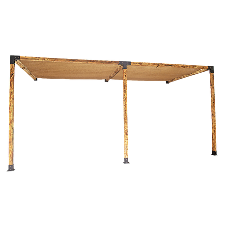 Wall mounted timber pergola built with black brackets and coffee sunshade screens