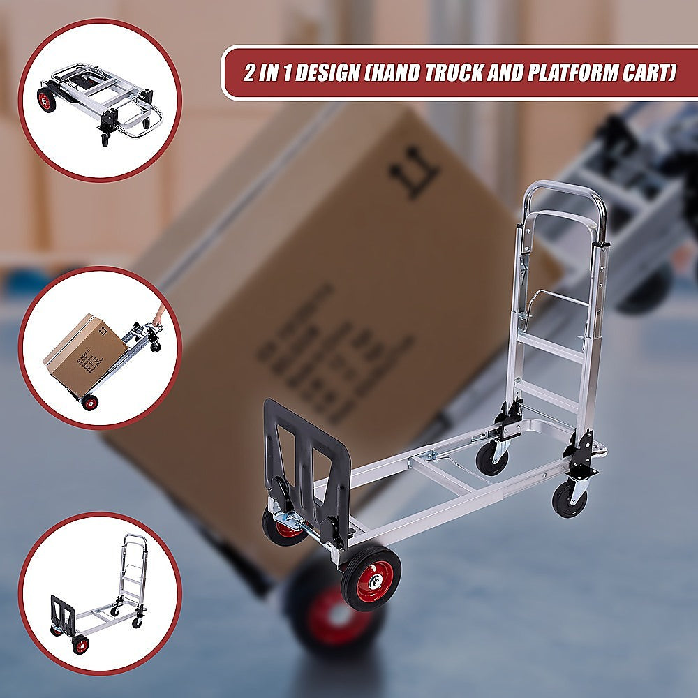 2 in 1 Folding Hand Truck Trolley 180kg Aluminium