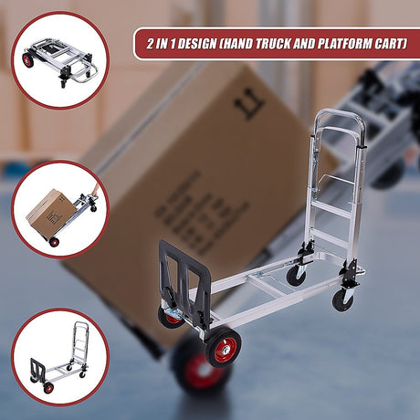2 in 1 Folding Hand Truck Trolley 180kg Aluminium