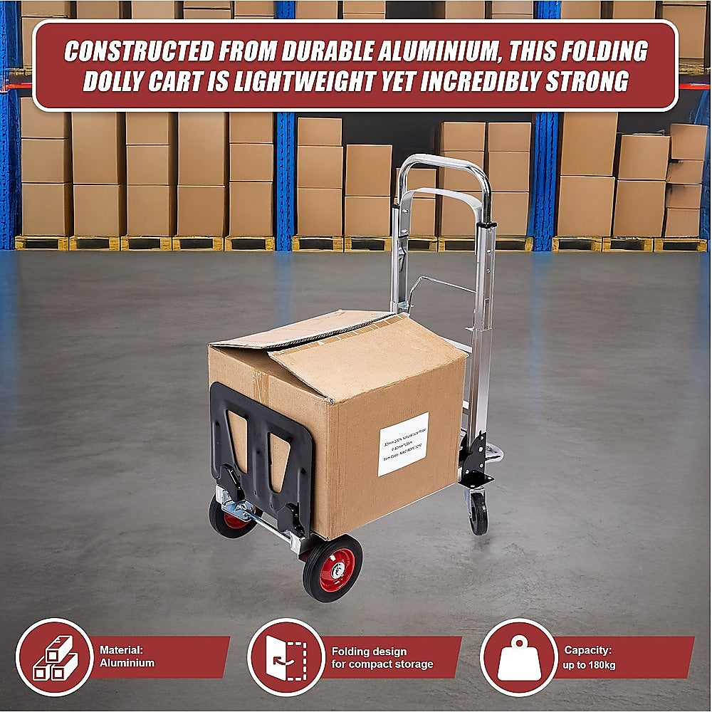 2 in 1 Folding Hand Truck Trolley 180kg Aluminium