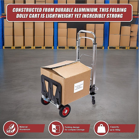 2 in 1 Folding Hand Truck Trolley 180kg Aluminium