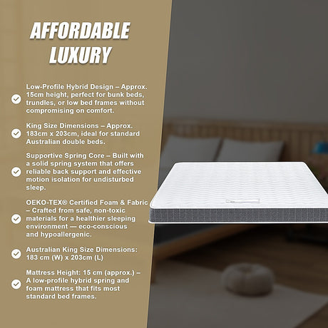 Medium firm innerspring mattress, 15cm king