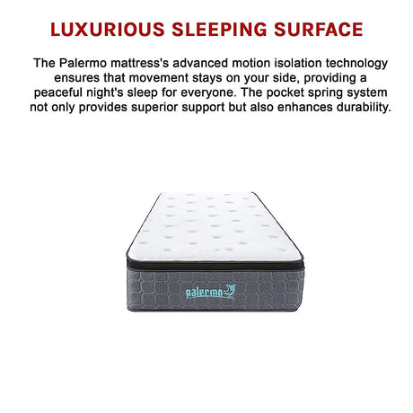 Euro top pocket spring mattress, 33cm single