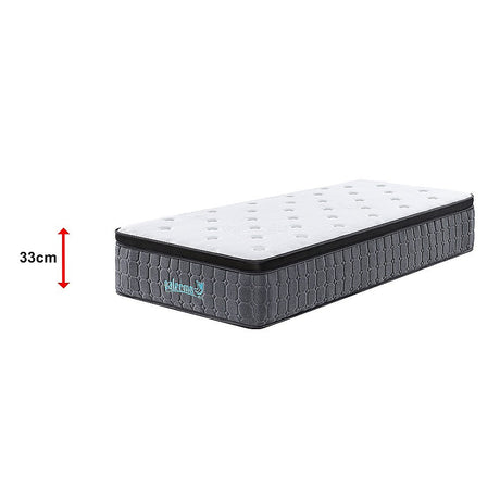 Euro top pocket spring mattress, 33cm single