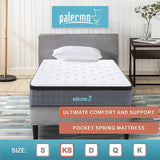 Euro top pocket spring mattress, 33cm king single