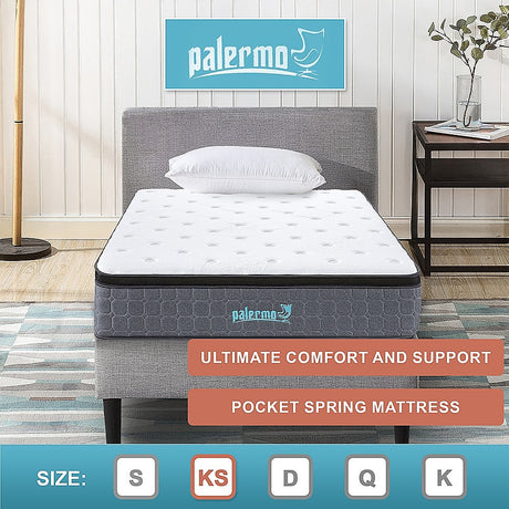 Euro top pocket spring mattress, 33cm king single