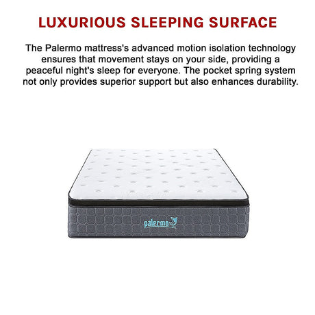 Euro top pocket spring mattress, 33cm king single