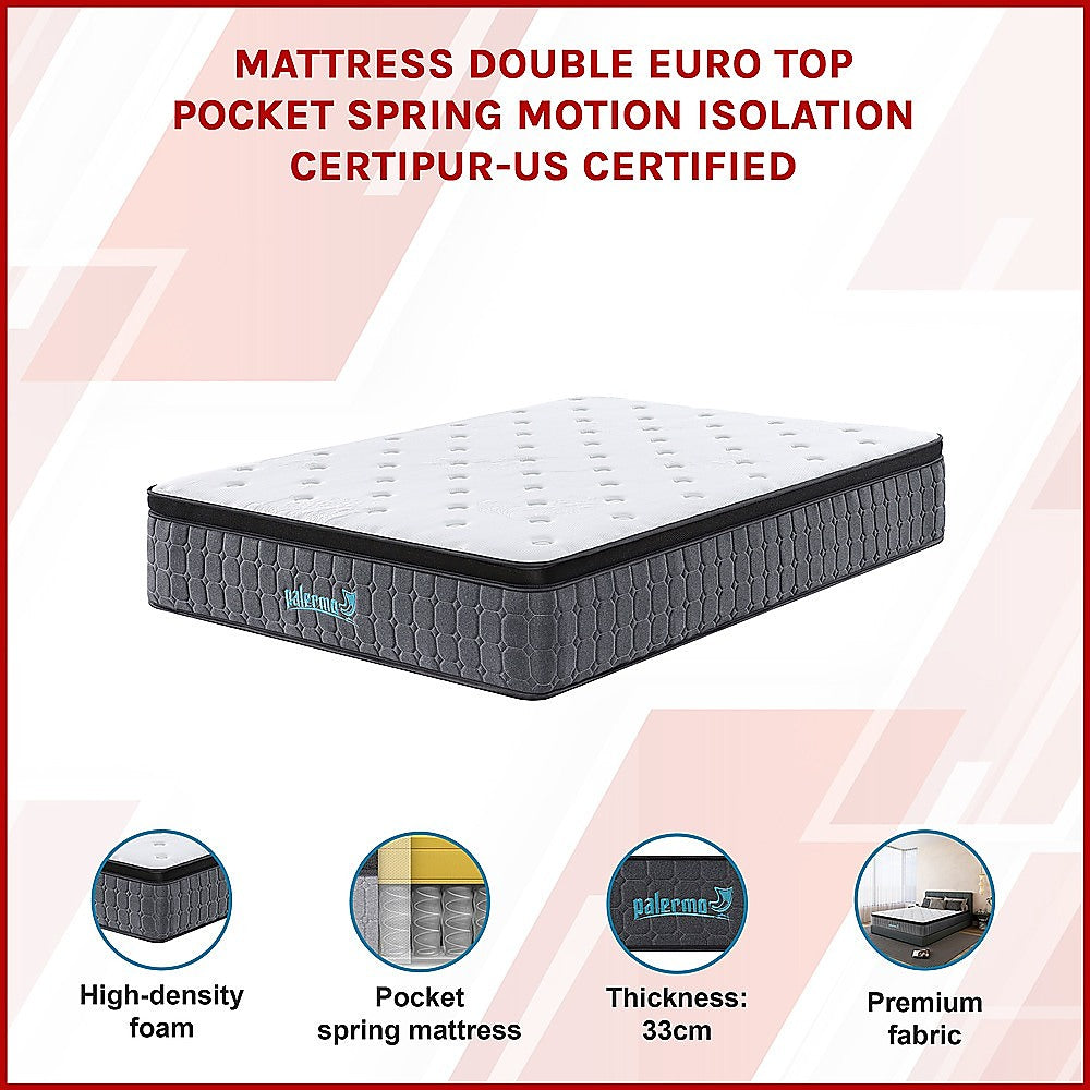 Euro top pocket spring mattress, 33cm double
