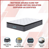 Euro top pocket spring mattress, 33cm double