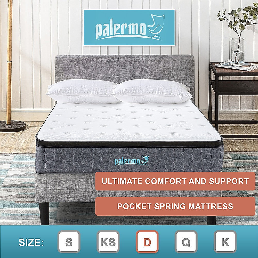 Euro top pocket spring mattress, 33cm double