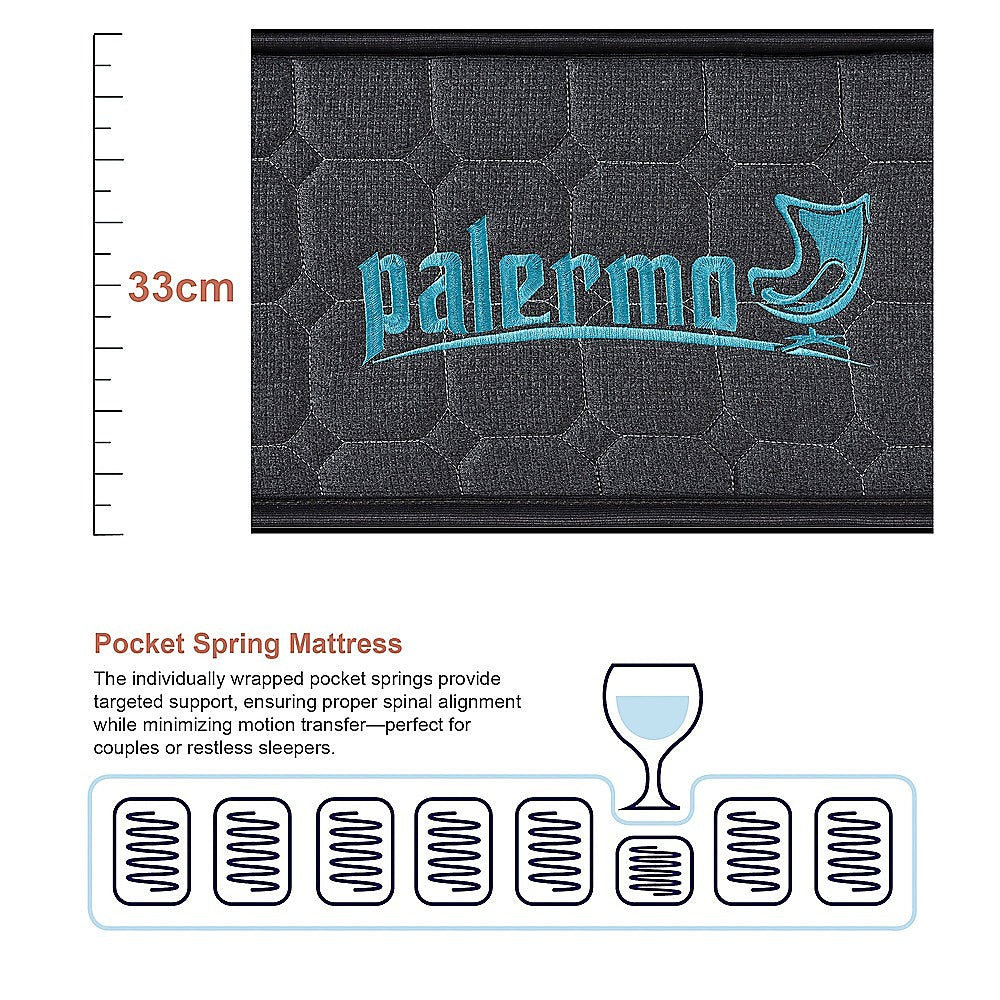 Euro top pocket spring mattress, 33cm double