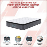 Euro top pocket spring mattress, 33cm queen