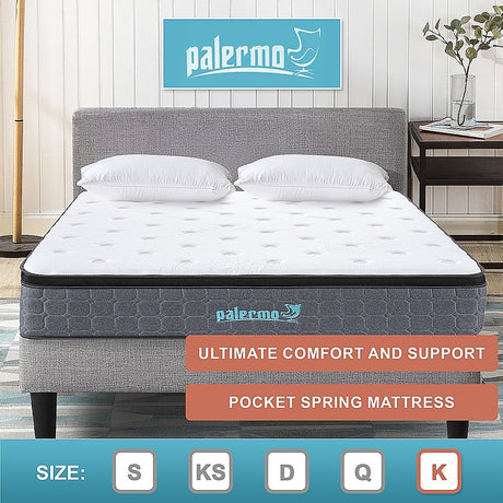 Euro top pocket spring mattress with CertiPUR-US foam, 33cm King