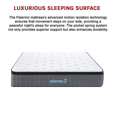 Euro top pocket spring mattress with CertiPUR-US foam, 33cm King