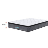 Euro top pocket spring mattress with CertiPUR-US foam, 33cm King