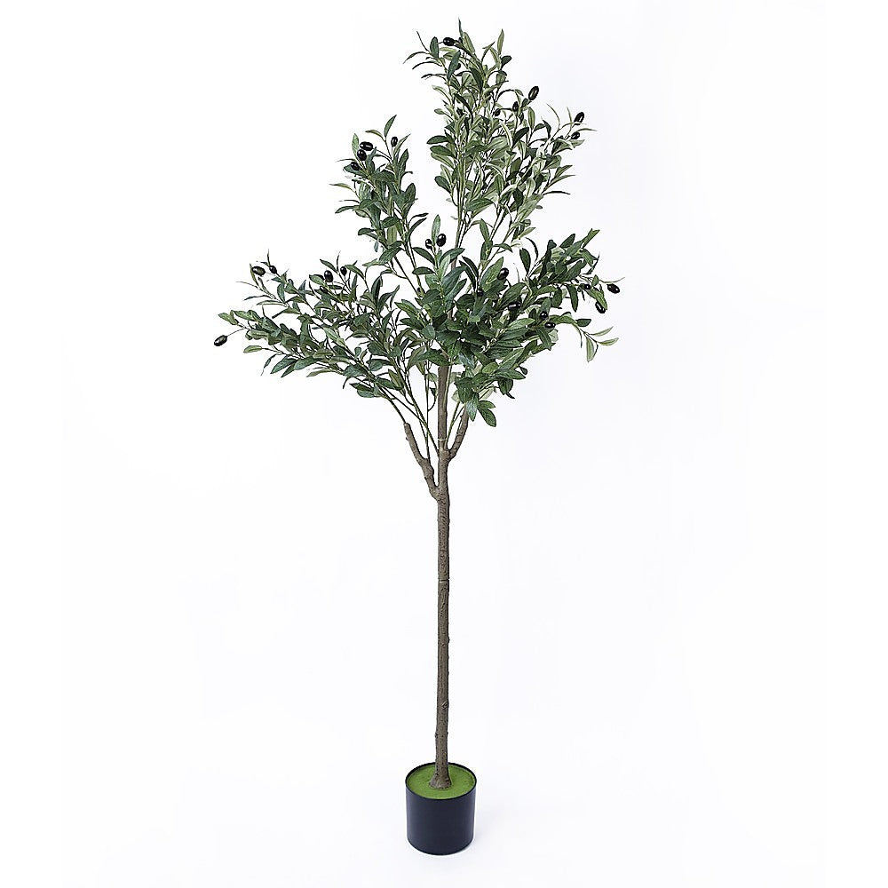 Lifelike 150cm artificial olive tree in green with natural trunk and foliage — Allure Home Collections