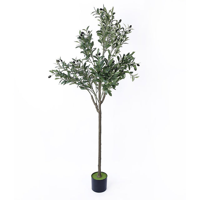 Lifelike 150cm artificial olive tree in green with natural trunk and foliage — Allure Home Collections