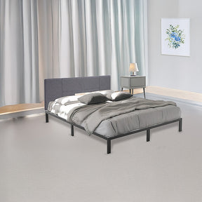 Pyrmont double full metal bed frame base in black powder coated steel