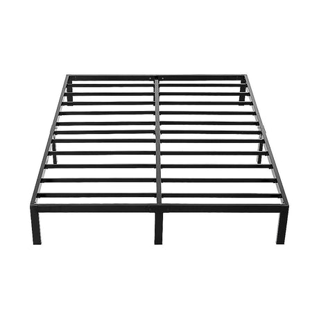 Queen full metal bed frame base in black heavy-duty steel — Allure Home Collections