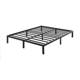 Queen full metal bed base styled in bedroom — Allure Home Collections