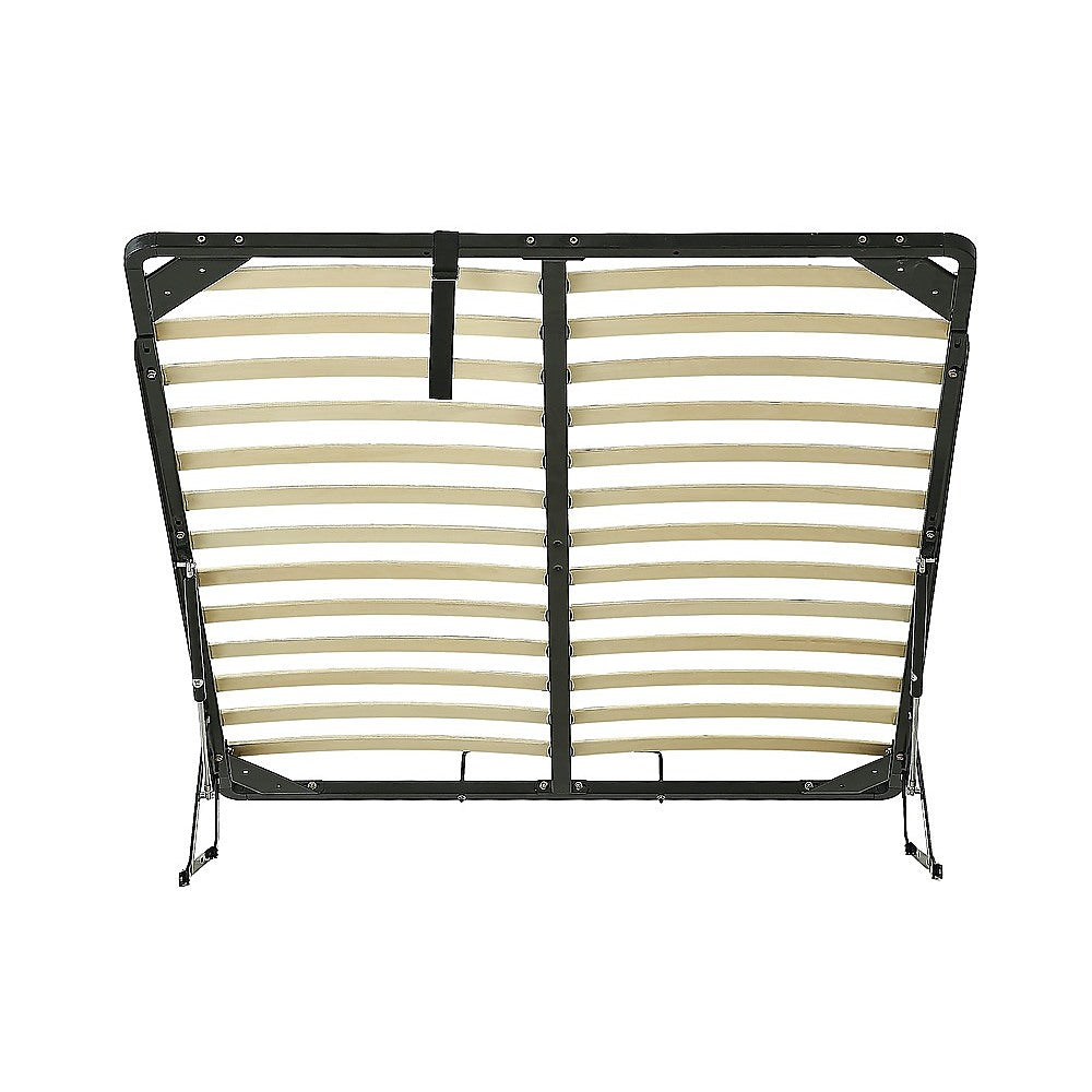 Gas lift bed kit flat-packed showing all hardware and components — Allure Home Collections