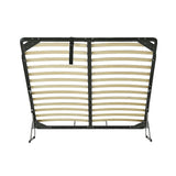 Gas lift bed kit flat-packed showing all hardware and components — Allure Home Collections