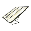 Kirribilli king gas lift bed kit with a black steel frame and wooden slats for under bed storage