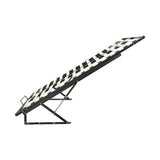 Gas lift storage bed frame assembled showing full proportions — Allure Home Collections