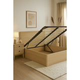 Gas lift bed mechanism close-up showing smooth lift system — Allure Home Collections