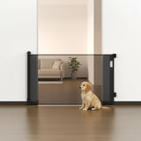 Retractable mesh baby safety gate in black