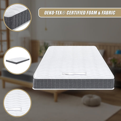 Medium Firm Hybrid Spring Mattress, King Single