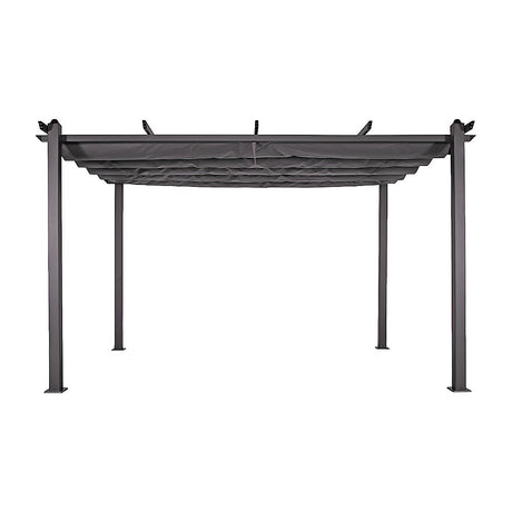 Base plate of the pergola leg anchored to a paved surface