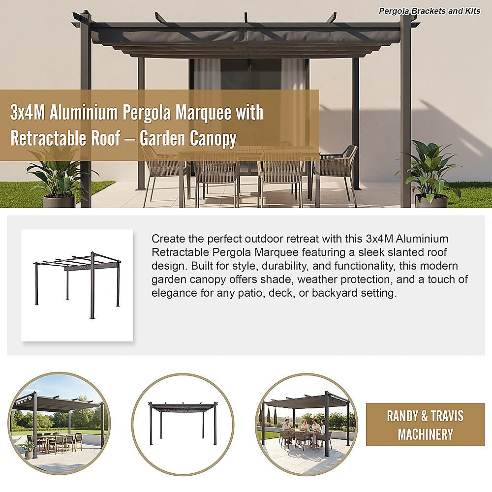 Pergola providing shade beside a garden lawn area