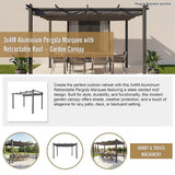 Pergola providing shade beside a garden lawn area