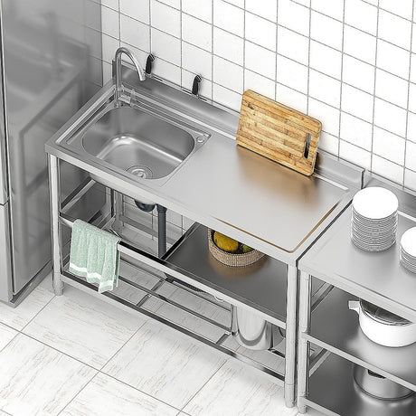 Freestanding commercial stainless steel utility sink 120x50x79cm