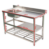 Freestanding commercial stainless steel utility sink 120x50x79cm